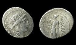 Manius Acilius Glabrio, Denarius, Recovery of Pompey the Great issue!